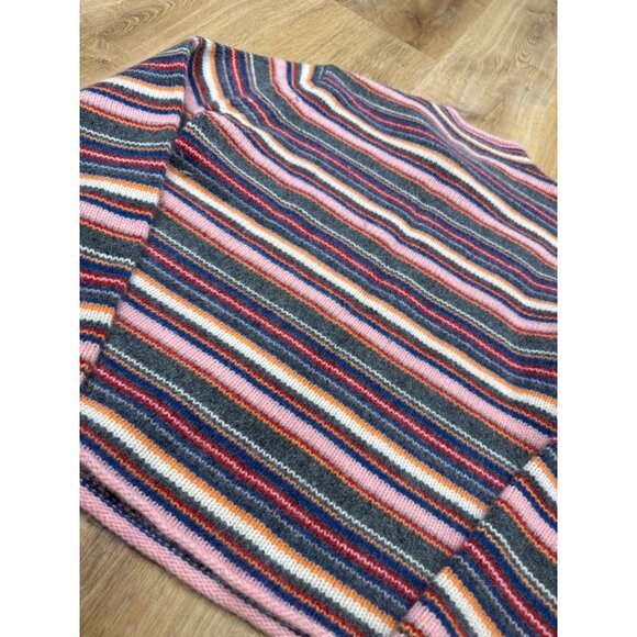 Vintage 90s Sarah Spencer Striped Lambswool Angora Rabbit Blend Roll Collar L - Picture 4 of 8